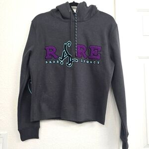 Rare Legacy Women's Crop-top Sweatsuit Hoodie Embroidery Logo Gray Purple Size M